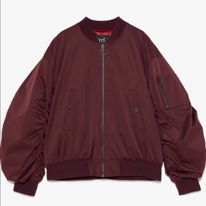 Zara trf oversize bomber jacket Burgendy
